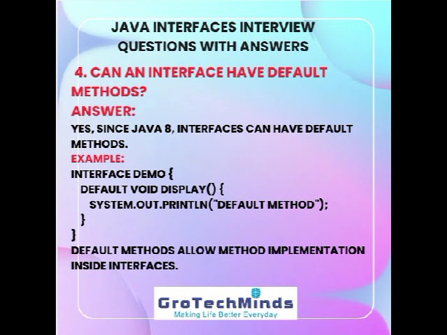 Java Interface Interview Questions | Static & Default Methods | Constructors Explained