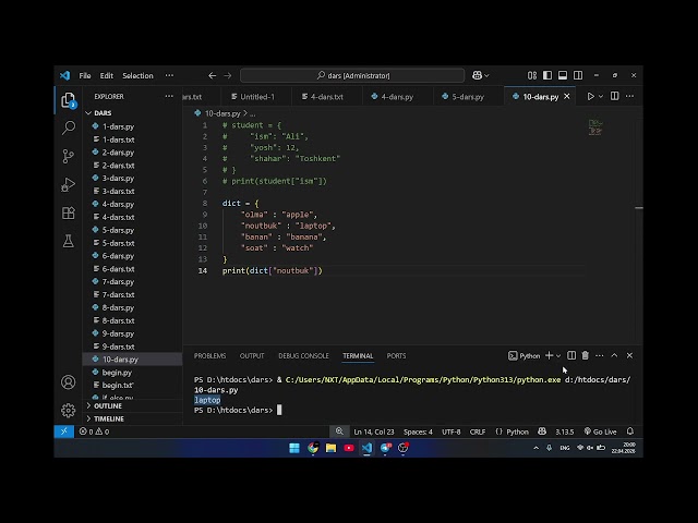 python darslari: 10-dars | Bahromov Hayrulloh