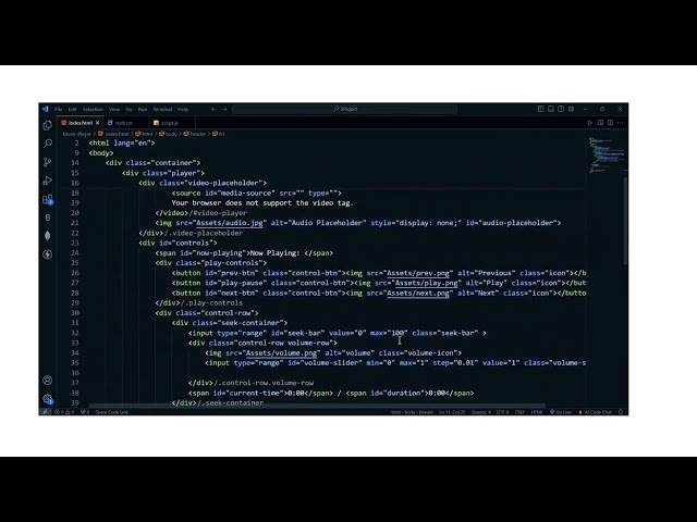Music Player using HTML and CSS JavaScript.