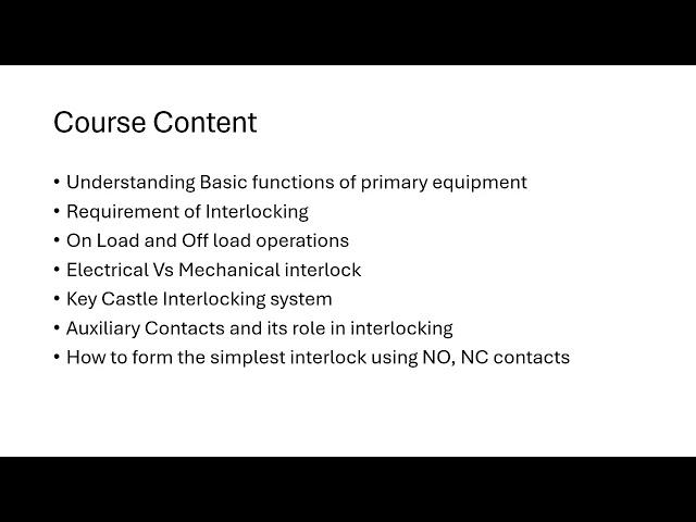 Interlocking at BESS Substation New Course