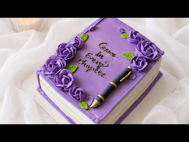 Book Cake Tutorial Step by Step 📖💜 | Vintage Book Cake Decorating | Easy Cake Decorating Tutorial