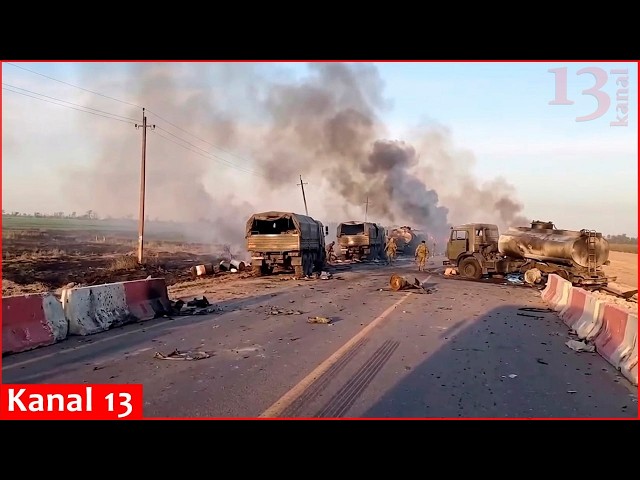 Ukrainian Forces burn Russian logistics: roads littered with wrecked Russian army equipment