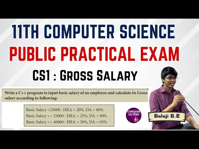 11th Computer Science | Public Practical Exam 2025 | Gross Salary | Exercise No 1 | CS1 | Tamil