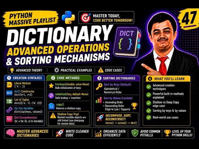 Python Video 47🐍 Advanced Dictionary Operations in Python 🚀| Python Series #47