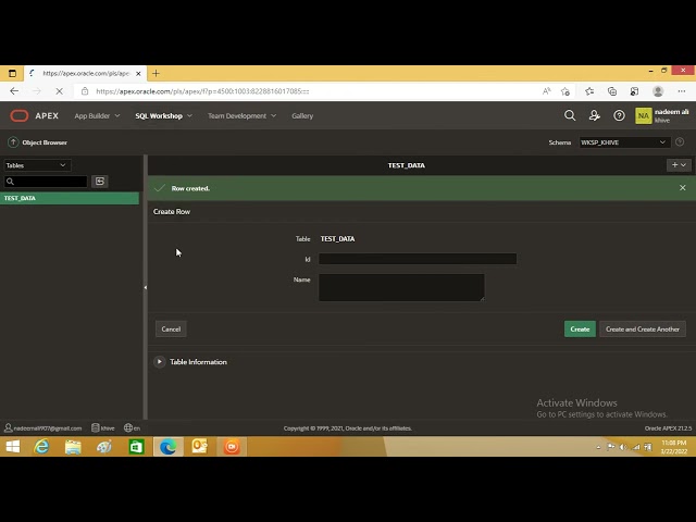 create table and insert data in oracle apex | how to create table | how to create table in sql