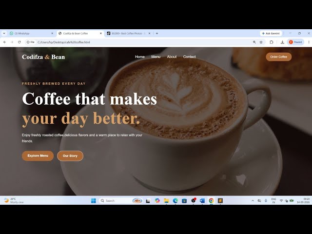 How to Create a Coffee Cafe Website Using HTML & CSS | Modern Responsive Website
