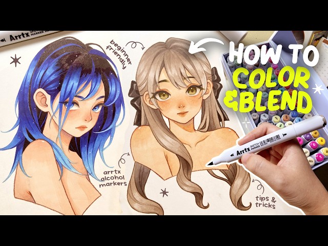 How I Color And Blend With Alcohol Markers | Step by Step Tutorial with Arrtx Alcohol Markers ✨