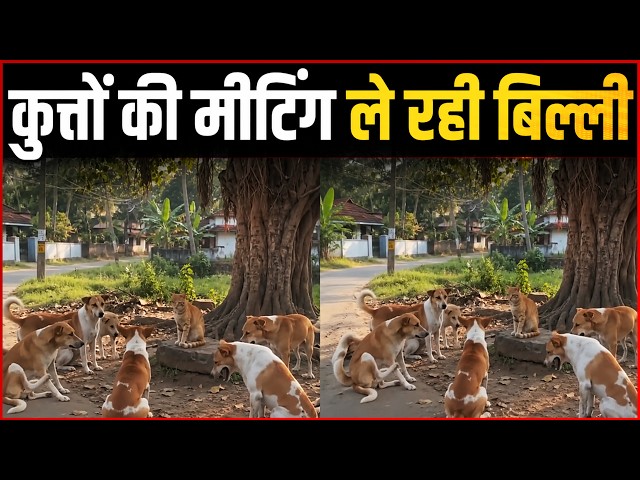 Cat Holds A Meeting With Dozens Of Dogs | Viral Video