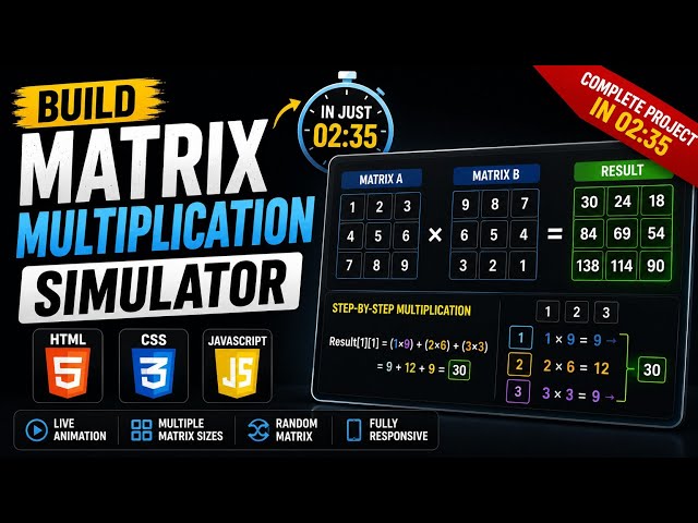 Build a Matrix Multiplication Simulator using HTML CSS & JavaScript | DsmrProg