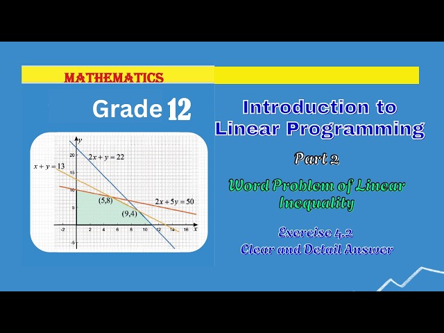 Grade 12 Maths: Unit 4 - Introduction to Linear Programming Part 2 |  #Exercise 4.2 | #grade12math