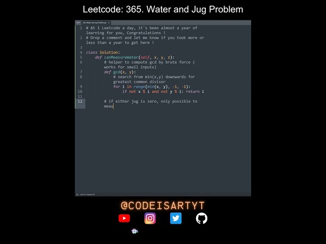 Leetcode 365. Water and Jug Problem in Python | Python Leetcode | Python Coding Tutorial | ASMR