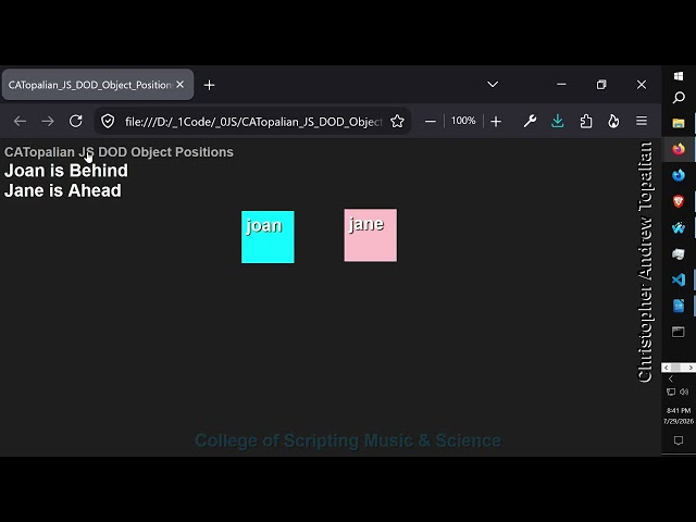 JavaScript DOD Object Positions