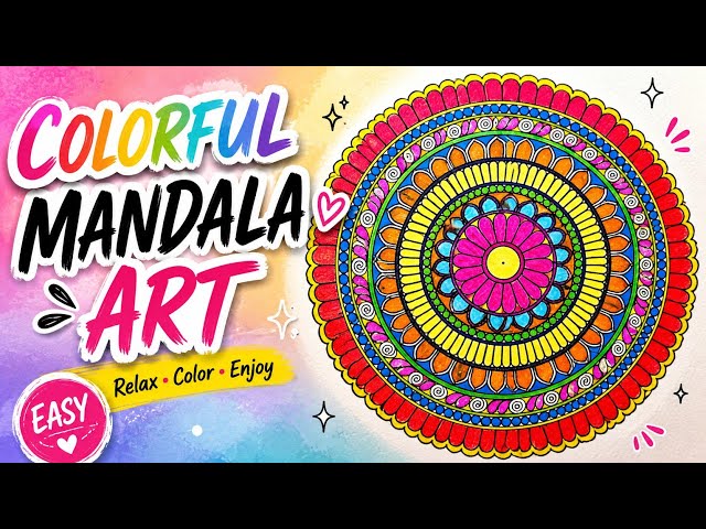 Colorful Pastel Mandala Art Tutorial 💙🩷💛|| Easy Mandala Design Step by Step #mandala #satisfyingart 