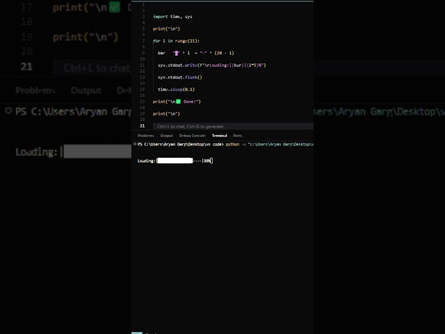 ⚡ Python Animation: Real Progress Bar in Terminal! 💻🔥#codequest. #coding #python #python #cursor