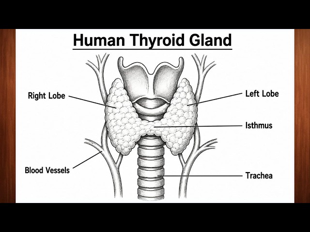 How to Draw Thyroid Gland Diagram | Thyroid Gland Drawing | Thyroid Gland Anatomy