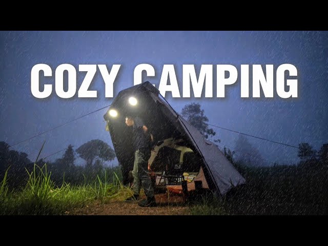 Heavy Rain Camping with Cozy Tent 🌧️ Relaxing Rain Camping (PEACEFUL Rain ASMR)