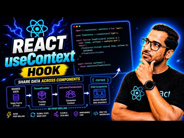 React useContext Hook Explained 🔥| Context API | React Tutorial for Beginners #15
