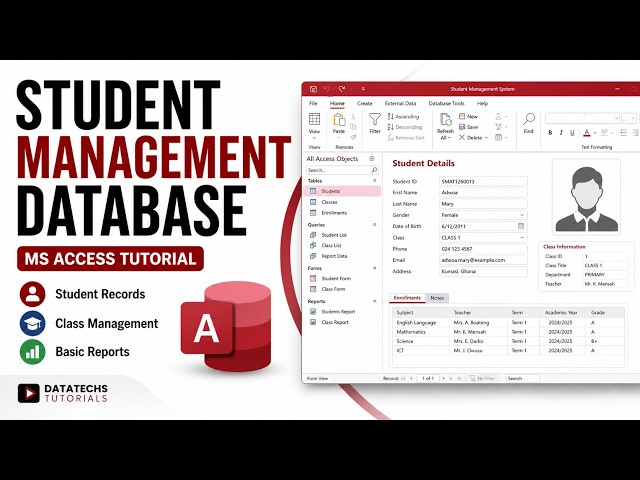 Creating students management database in Microsoft Access \ Full tutorial