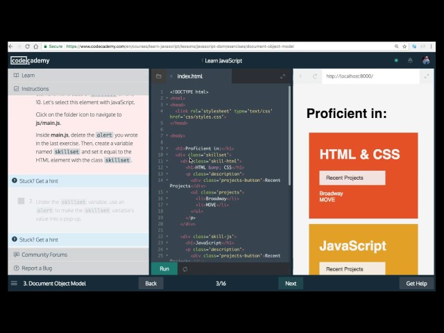 Learn Javascript, Document Object Model, Javascript and the DOM
