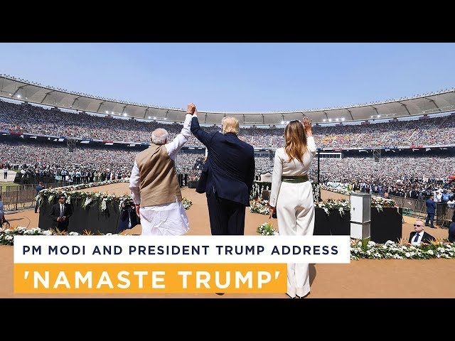 PM Modi addresses the Namaste Trump community programme in Ahmedabad