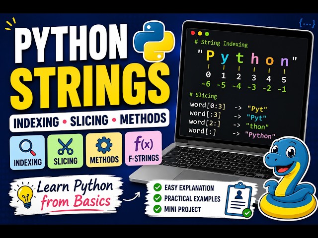 Tutorial of Day4: Python Strings  | Indexing, Slicing, String Methods & f-Strings in Tamil