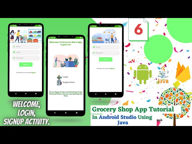 Login and Registration Using Firebase Authentication in Android Studio | Grocery Shopping App | java
