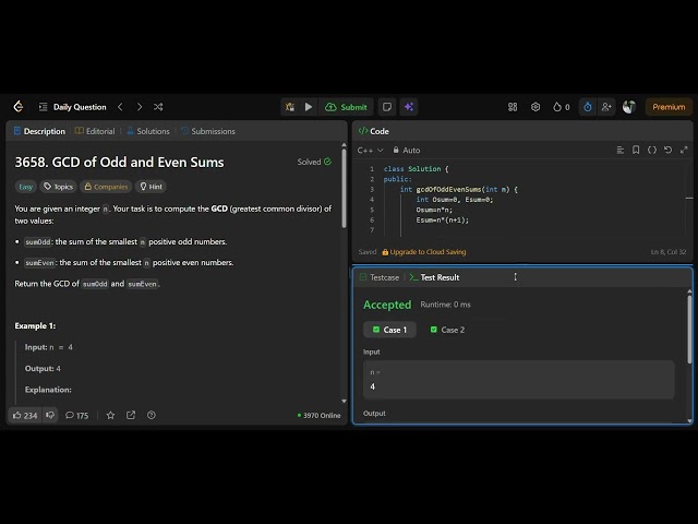 Leetcode 3658 || leetcode daily solution 15-07-2026 || C++ solution || No audio