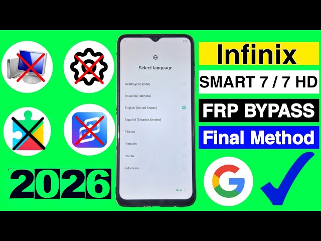 INFINIX SMART 7/7 HD : GOOGLE/FRP BYPASS Android 12 Without PC - X6515,X6516 Google Account Bypass