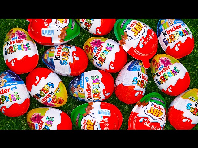 ASMR Satisfying Video Kinder Surprise Chocolate Eggs Unpacking Dinosaur Toy Collection