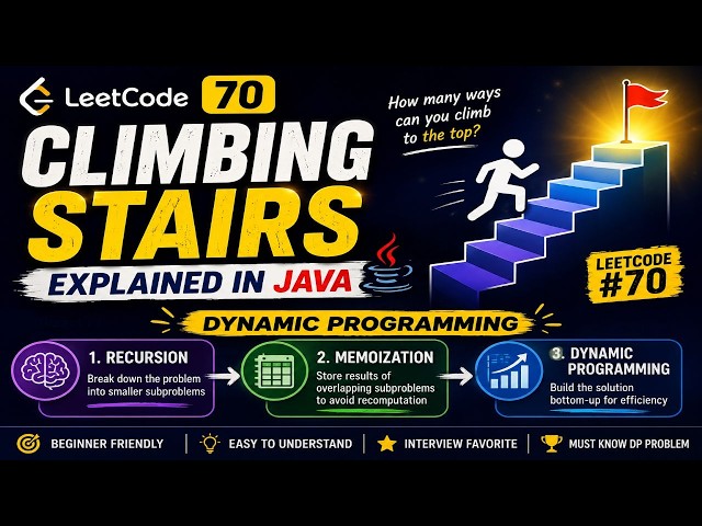 LeetCode 70: Climbing Stairs Explained | Recursion, Memoization & Dynamic Programming | Java