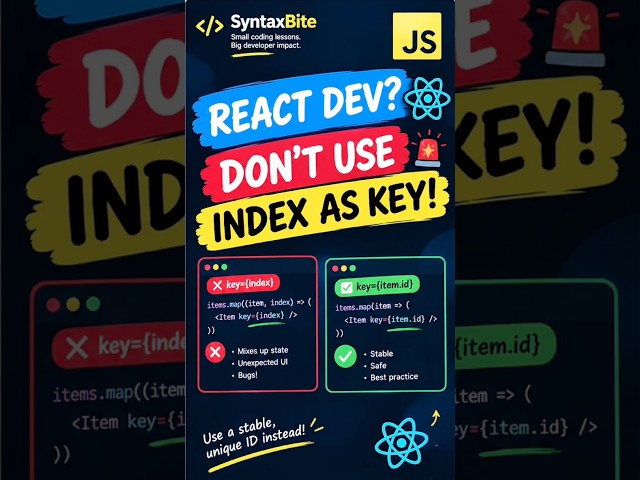 Stop Using Index as React Key! 🚨 #shorts #viral #programming #trending #explore