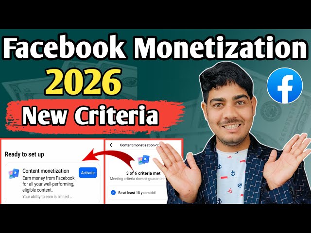 जानिए😱Facebook Monetization Criteria 2026 | Facebook Content Monetization Tools Kaise Milega 🔥