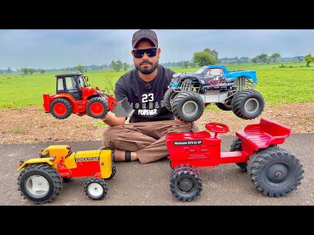 Tractor-JCB Unboxing Video | JCB 3DX Backhoe Loader, Hindustan Mahindra 575 DI Tractor, Monster Car