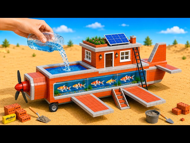 Building a Flying House With a Koi Fish Tank | Mini Construction | @MinMinTractor
