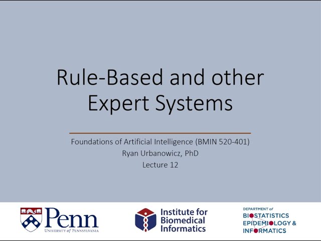 Lecture 12: Rule-based and Other Expert Systems