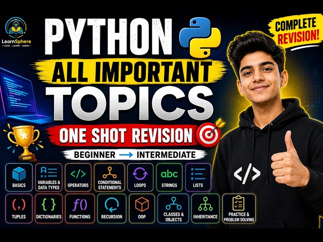 🚀 PYTHON ALL IMPORTANT TOPICS | COMPLETE ONE SHOT REVISION