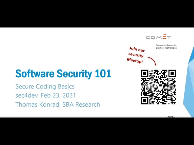 sec4dev 2021 - Software Security 101: Secure Coding Basics, Free For Everyone