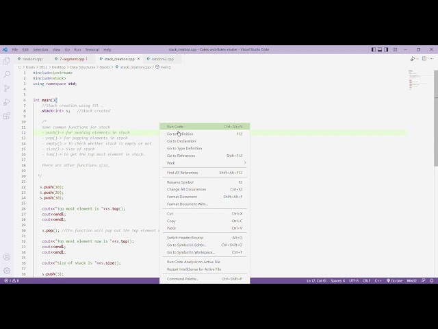 Stack creation using STL in C++ | Data Structures | C++
