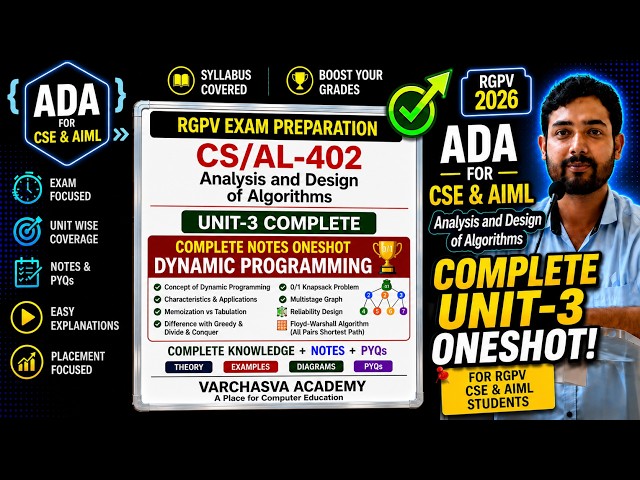 CS/AL-402 ADA Unit-3 Complete One Shot 🔥 | Dynamic Programming | RGPV CSE & AIML