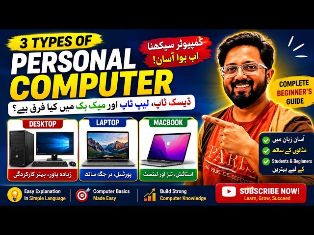 Desktop vs Laptop vs MacBook | 3 Types of Personal Computers Explained #computerbasics 