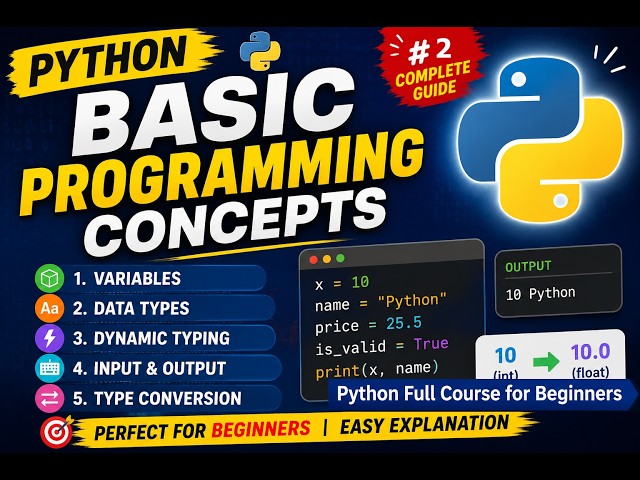 Python Tutorial for Beginners  #2 | Variables, Data Types, Input - Output & Type Conversion