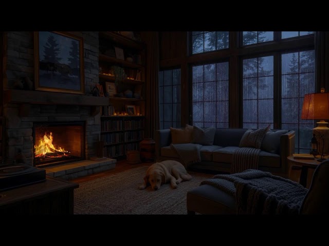 The Warm Fireplace 🔥 and Gentle Rain Turn This Cabin into Pure Comfort
