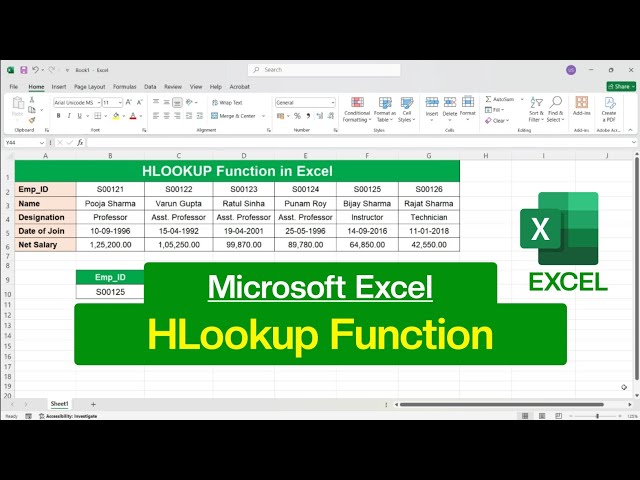 How to use HLookup Function in Microsoft Excel | HLookup Formula in Excel