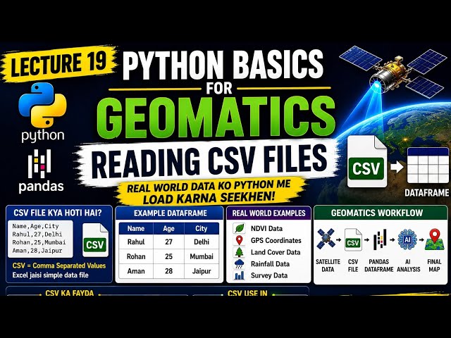 Python Lecture 19 | Reading CSV File in Pandas |Geomatics Engineering| Python for civil engineer🚀🐼