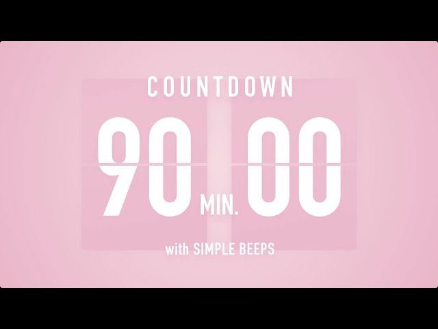 90 Minute Countdown Timer 🌸 Flip Clock with Simple Beeps 🔔