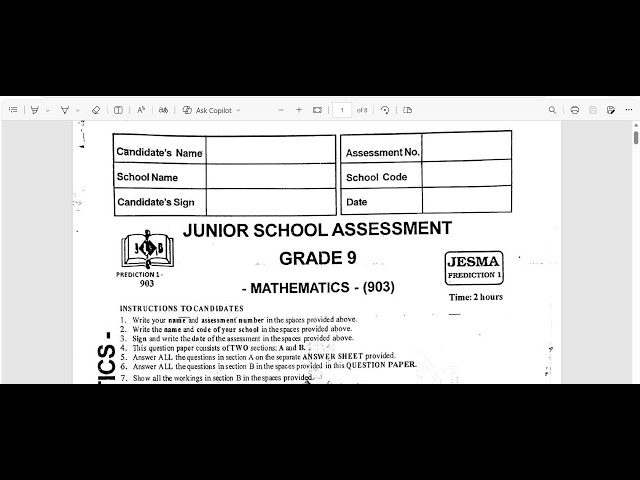 GRADE 9 MATHEMATICS JESMA PREDICTION 1 – OPENER TERM 3 2026 | LIVE REVISION