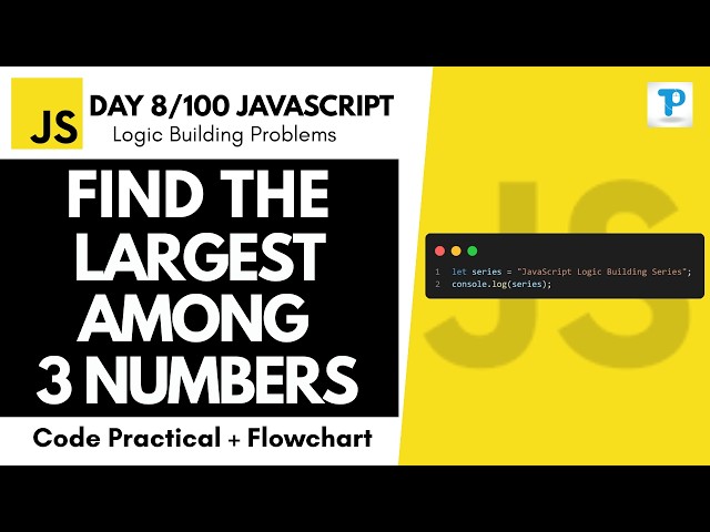 Find Largest Number Among Three Numbers | Day 8/100 JavaScript Logic Building in Hindi