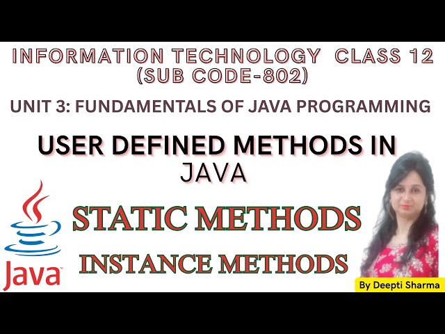 User Defined Methods in Java | Static Method in Java | Instance Method in Java #java #javatutorial