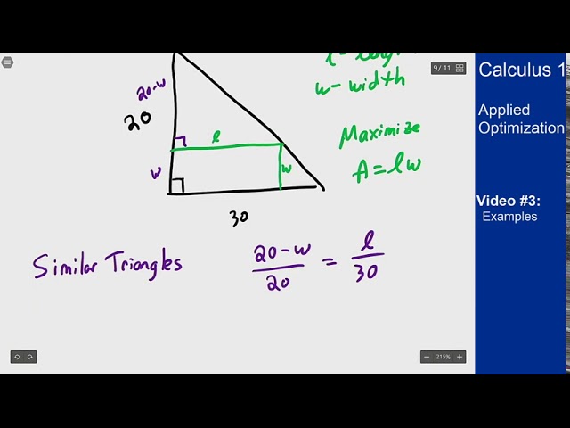 Applied Optimization - Example 2 - Play Area Inside Triangle