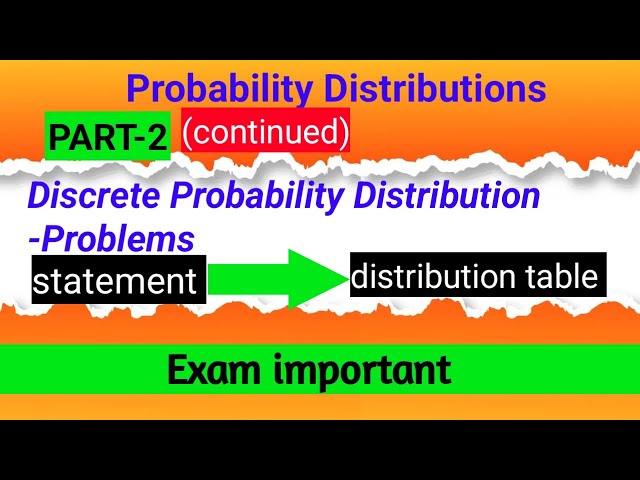 Part 2 (continued) Discrete Probability distribution | Problems- Statement to distribution table